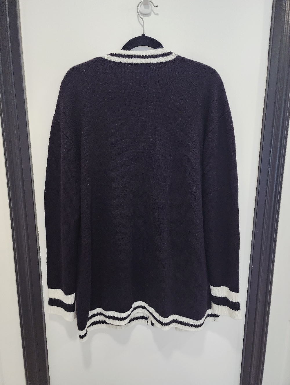 Show Me Your Mumu Lambert Cardigan | Black Varsity Stripe Knit XL - Picture 4 of 17